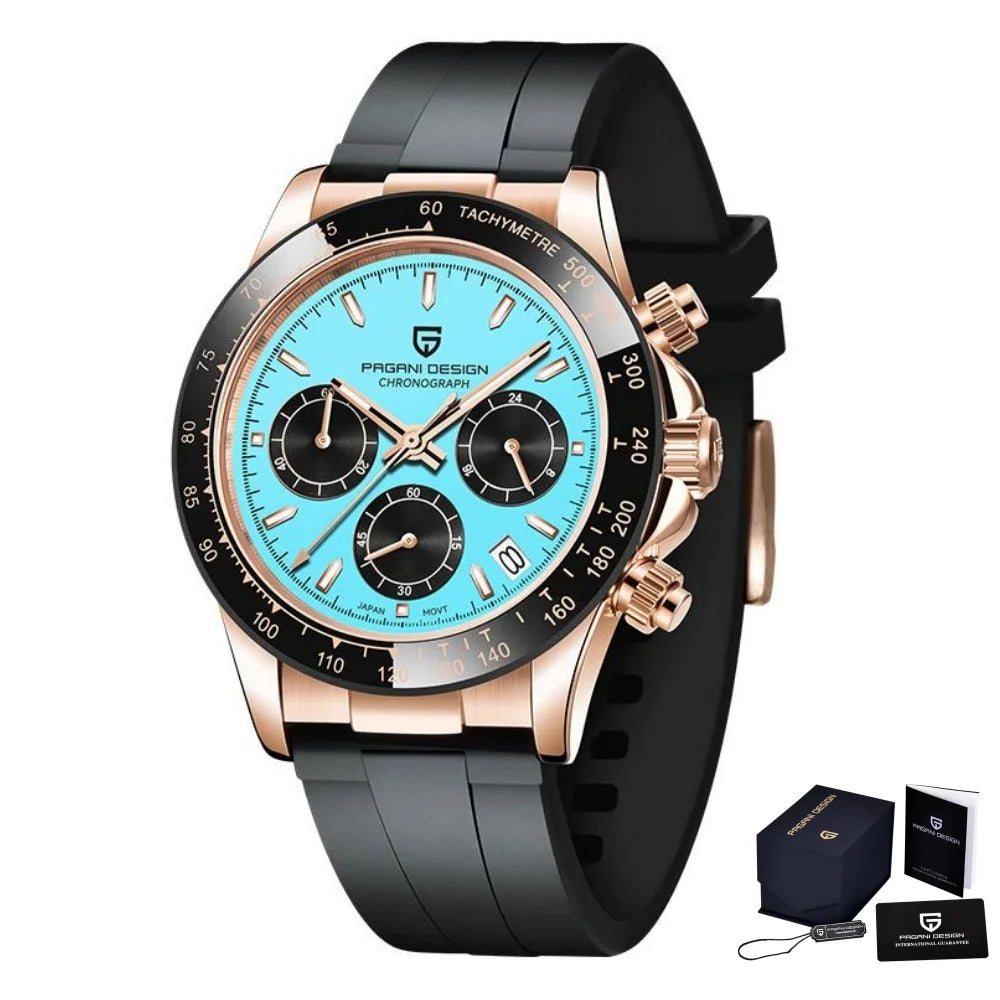 Original New PAGANI DESIGN PD-1664 Luxury Japan VK63 Movt Quartz Wristwatches Sapphire Waterproof Chronograph Gold Reloj Hombre