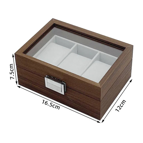 Caja para Relojes Wellzone 3 Slots Madera Nogal Estilo Retro Organizador de Relojes con 3 Compartimentos