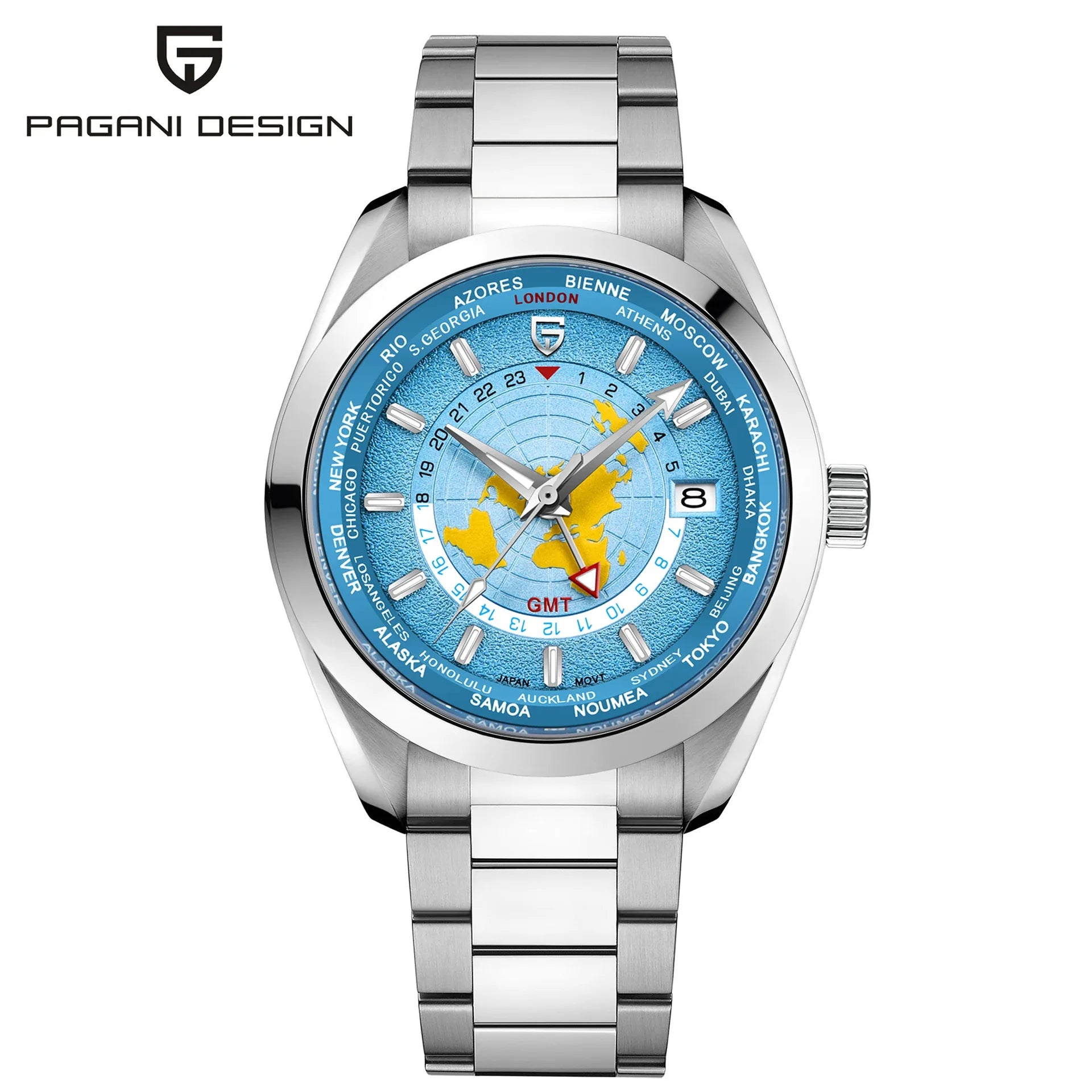 PAGANI DESIGN PD-1788 New Men's Watch NH34 GMT Automatic Mechanical Men's Watch Waterproof Stainless Steel Watch