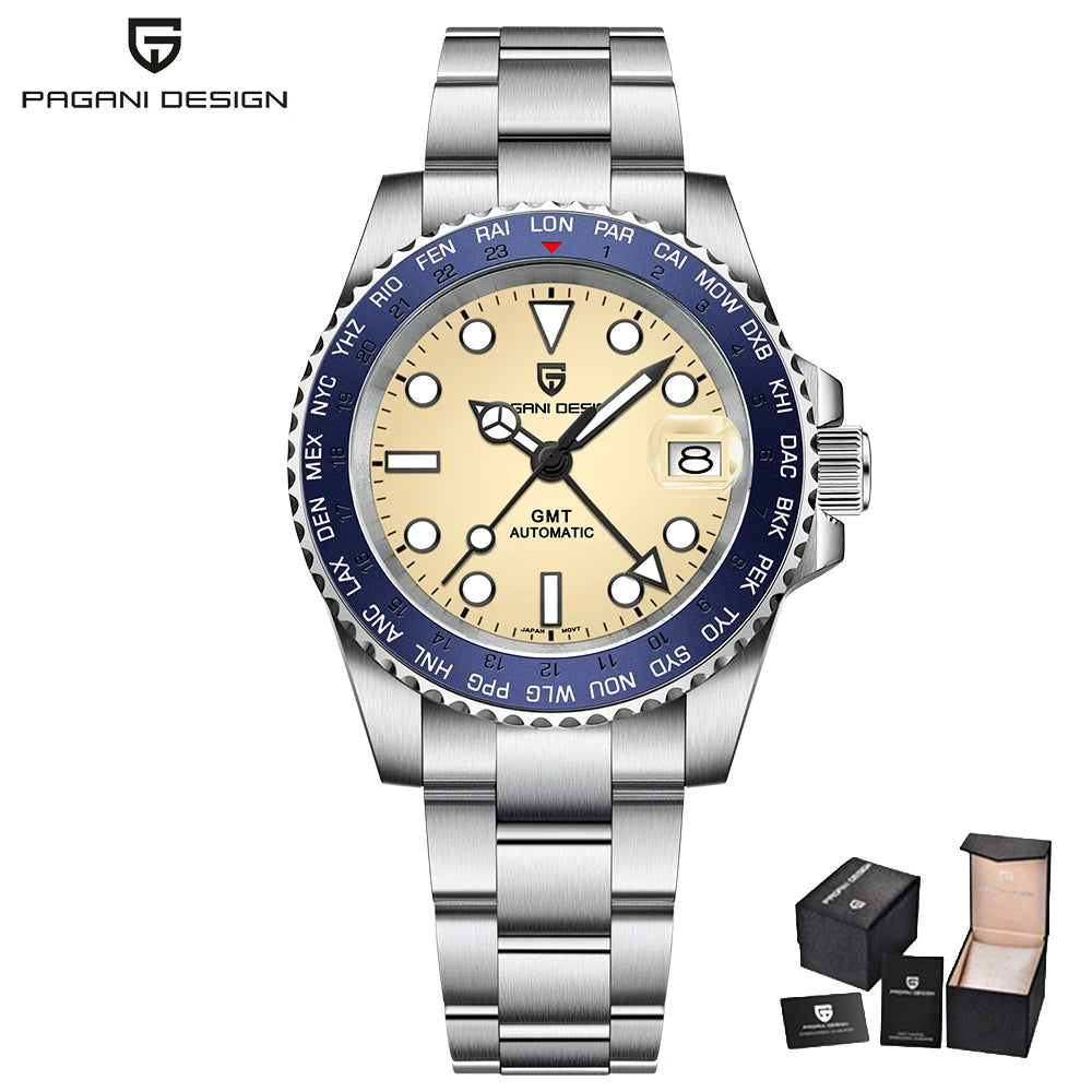 PAGANI DESIGN GMT NH34 Luxury Men Mechanical Wristwatch Ceramic Bezel Waterproof Automatic Watches Men's Business Reloj Hombre