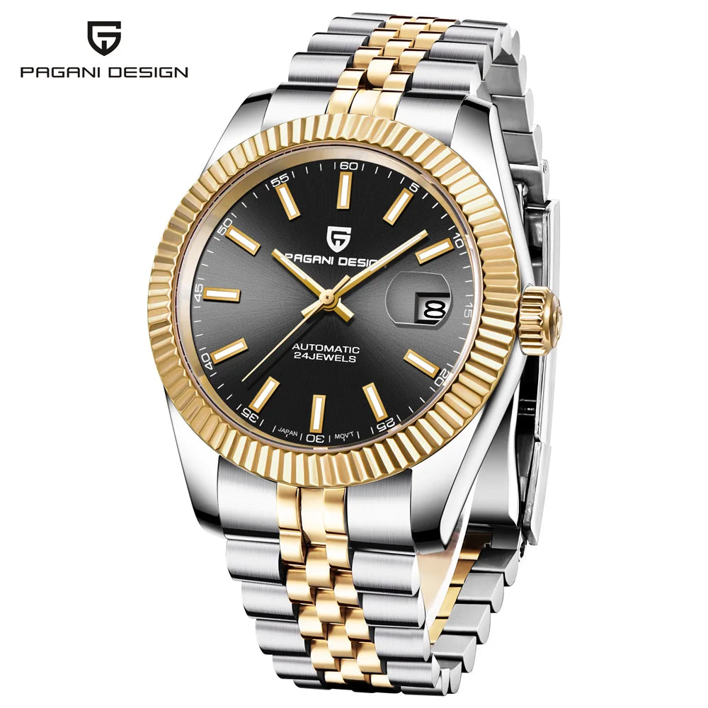 PAGANI DESIGN Watches Luxury Diamond Dial Mechanical Watch For Men Top NH35 Movt Sapphire Glass Stainless Steel Waterproof Watch