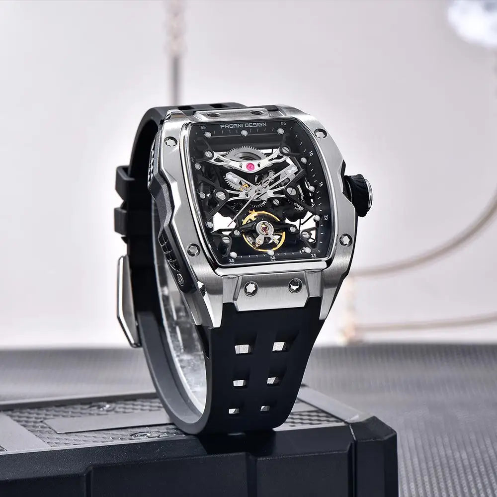 Reloj Pagani PDYS018 Automático Skeleton Cristal Zafiro Acero Inoxidable Diseño Elegante