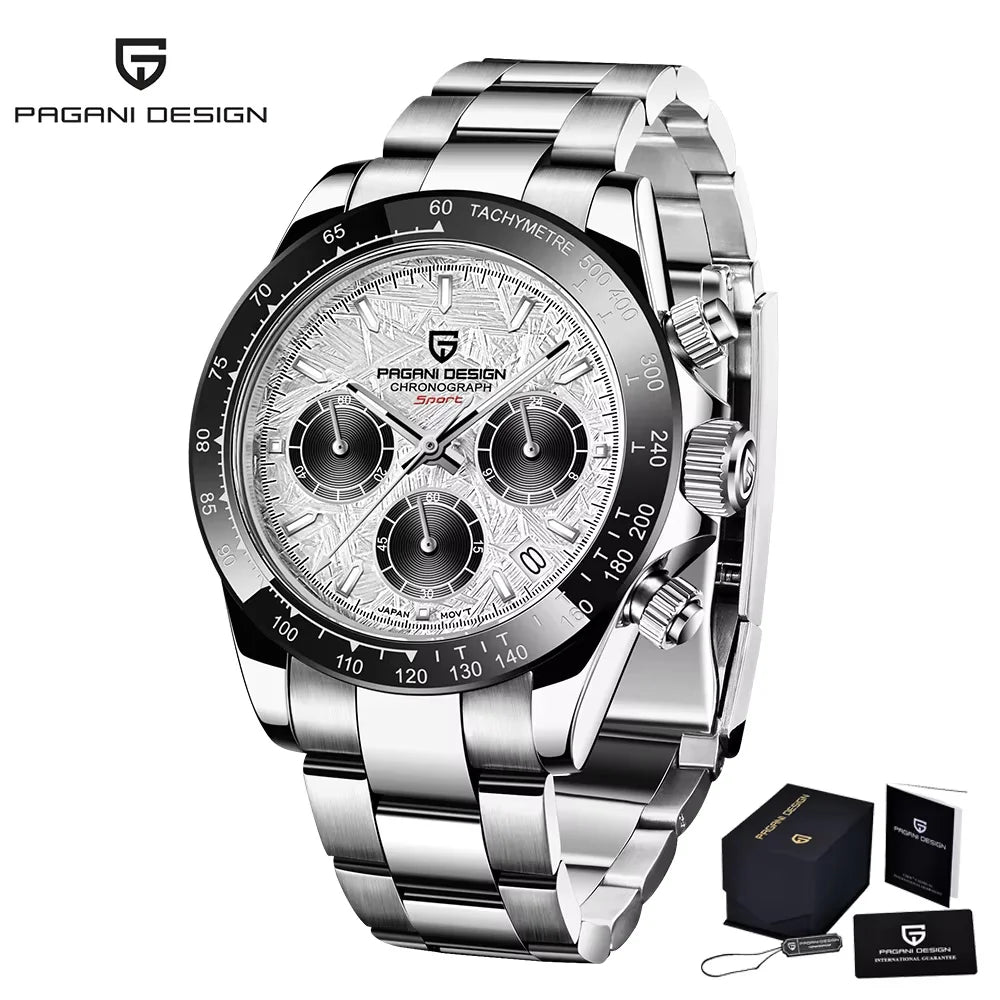 Original New PAGANI DESIGN PD-1664 Luxury Japan VK63 Movt Quartz Wristwatches Sapphire Waterproof Chronograph Gold Reloj Hombre