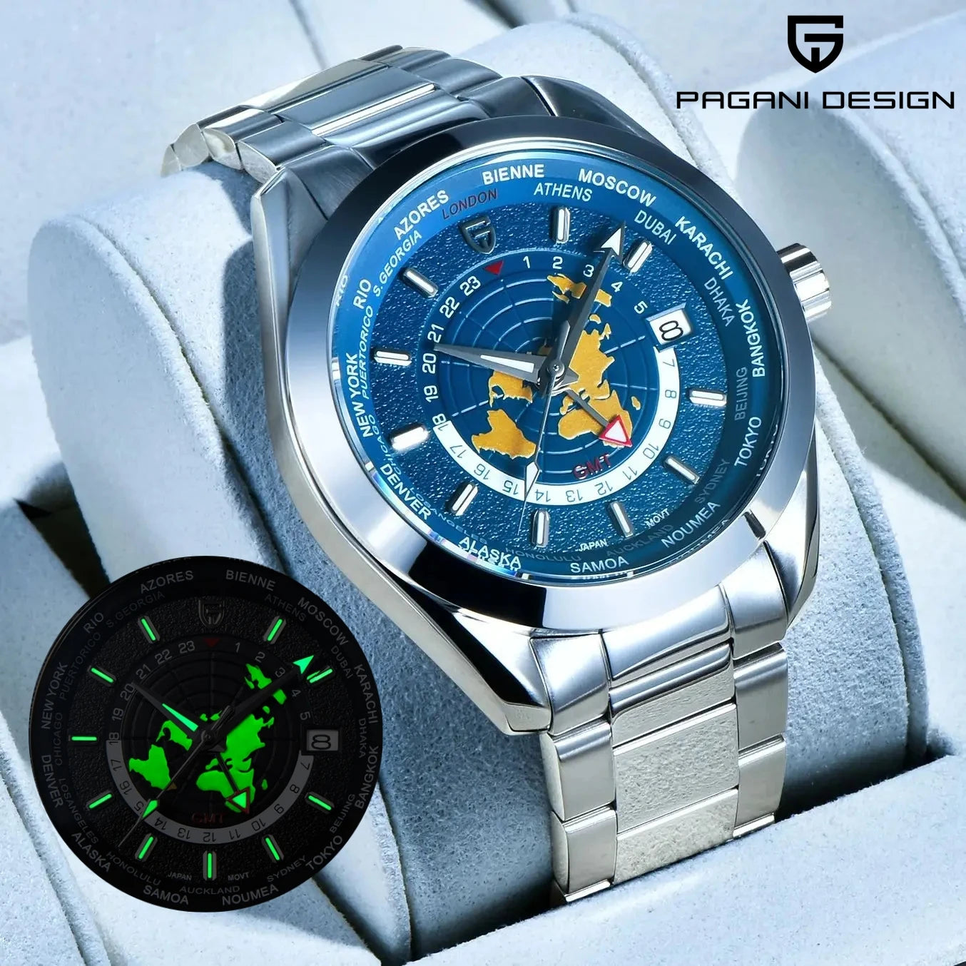 PAGANI DESIGN PD-1788 New Men's Watch NH34 GMT Automatic Mechanical Men's Watch Waterproof Stainless Steel Watch