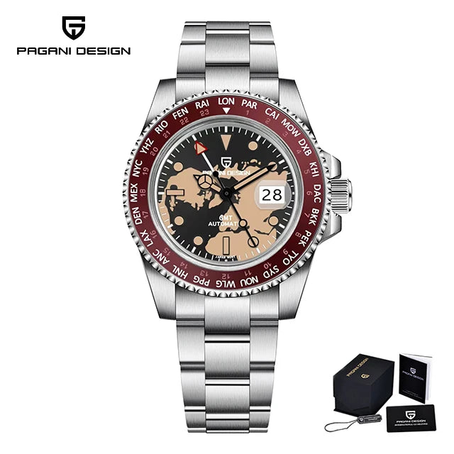 PAGANI DESIGN GMT NH34 Luxury Men Mechanical Wristwatch Ceramic Bezel Waterproof Automatic Watches Men's Business Reloj Hombre