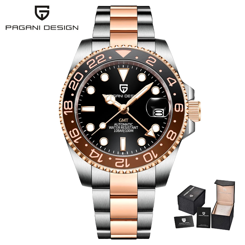 PAGANI DESIGN V4 40MM GMT NH34 Watch for Men Luxury Sapphire AR Coating Mechanical Watch Two Tone Ceramic Bezel Automatic Watch