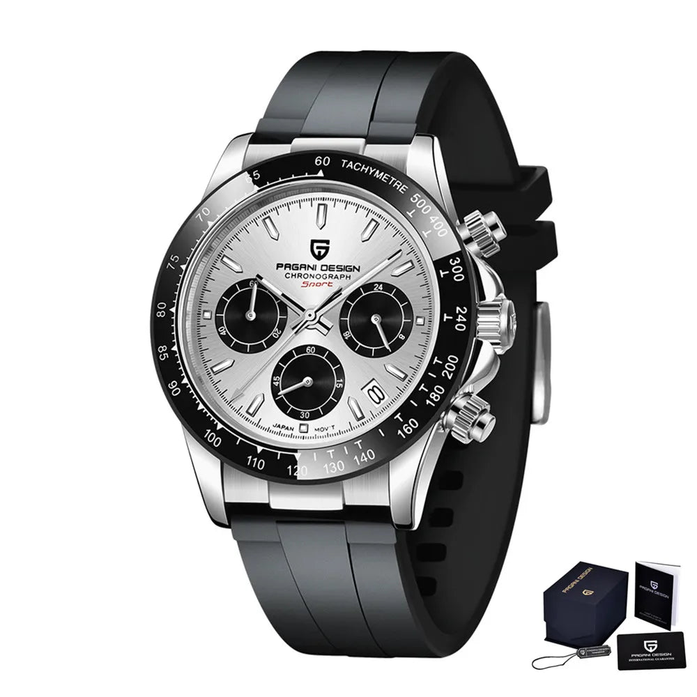 Original New PAGANI DESIGN PD-1664 Luxury Japan VK63 Movt Quartz Wristwatches Sapphire Waterproof Chronograph Gold Reloj Hombre