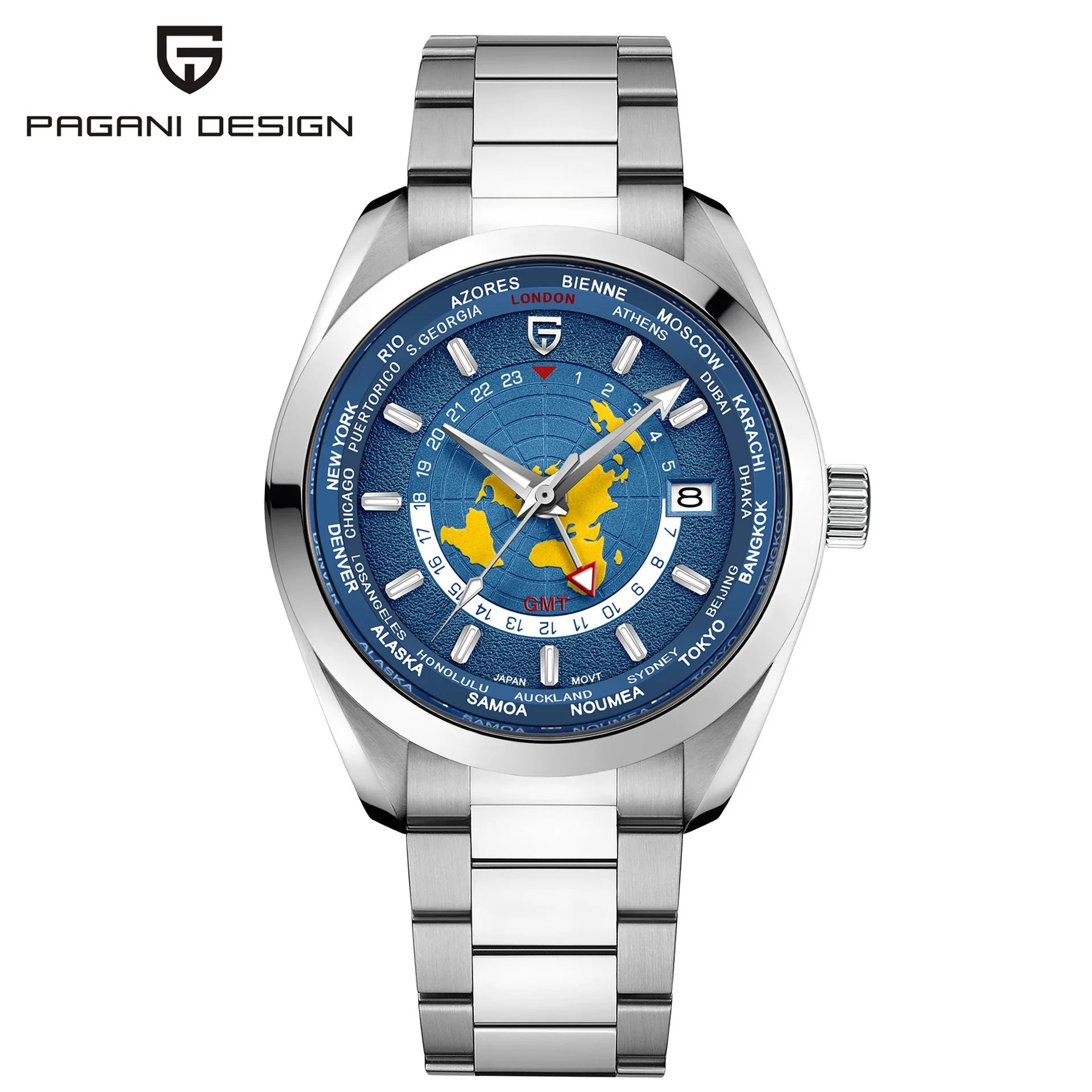 PAGANI DESIGN PD-1788 New Men's Watch NH34 GMT Automatic Mechanical Men's Watch Waterproof Stainless Steel Watch