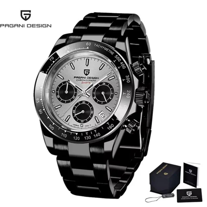 Original New PAGANI DESIGN PD-1664 Luxury Japan VK63 Movt Quartz Wristwatches Sapphire Waterproof Chronograph Gold Reloj Hombre