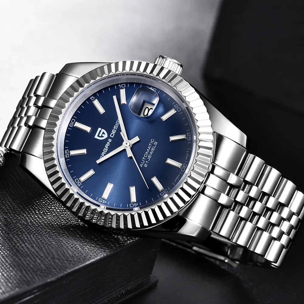 PAGANI DESIGN Watches Luxury Diamond Dial Mechanical Watch For Men Top NH35 Movt Sapphire Glass Stainless Steel Waterproof Watch