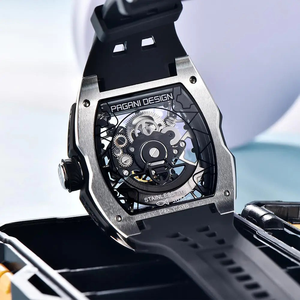 Reloj Pagani PDYS018 Automático Skeleton Cristal Zafiro Acero Inoxidable Diseño Elegante