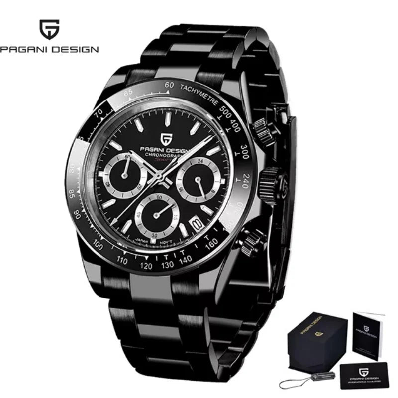 Original New PAGANI DESIGN PD-1664 Luxury Japan VK63 Movt Quartz Wristwatches Sapphire Waterproof Chronograph Gold Reloj Hombre