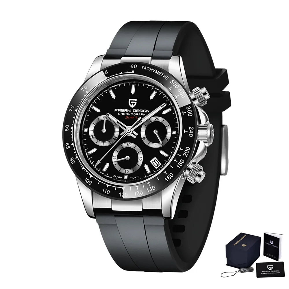 Original New PAGANI DESIGN PD-1664 Luxury Japan VK63 Movt Quartz Wristwatches Sapphire Waterproof Chronograph Gold Reloj Hombre