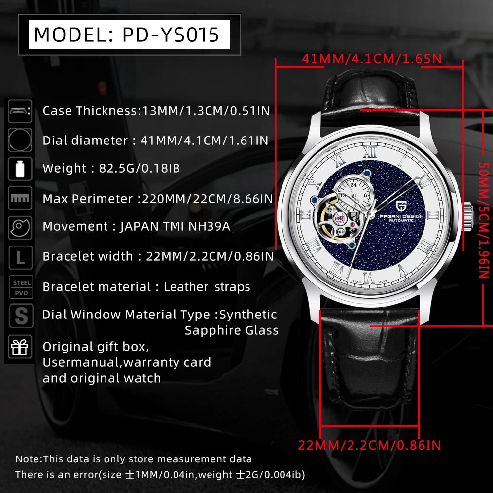 New PAGANI DESIGN Luxury Brand 41MM Men's Mechanical Automatic Watch 10Bar Waterproof NH39 Stainless Steel Men's Watch