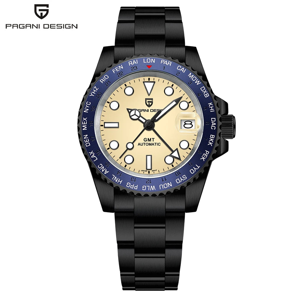 PAGANI DESIGN GMT NH34 Luxury Men Mechanical Wristwatch Ceramic Bezel Waterproof Automatic Watches Men's Business Reloj Hombre