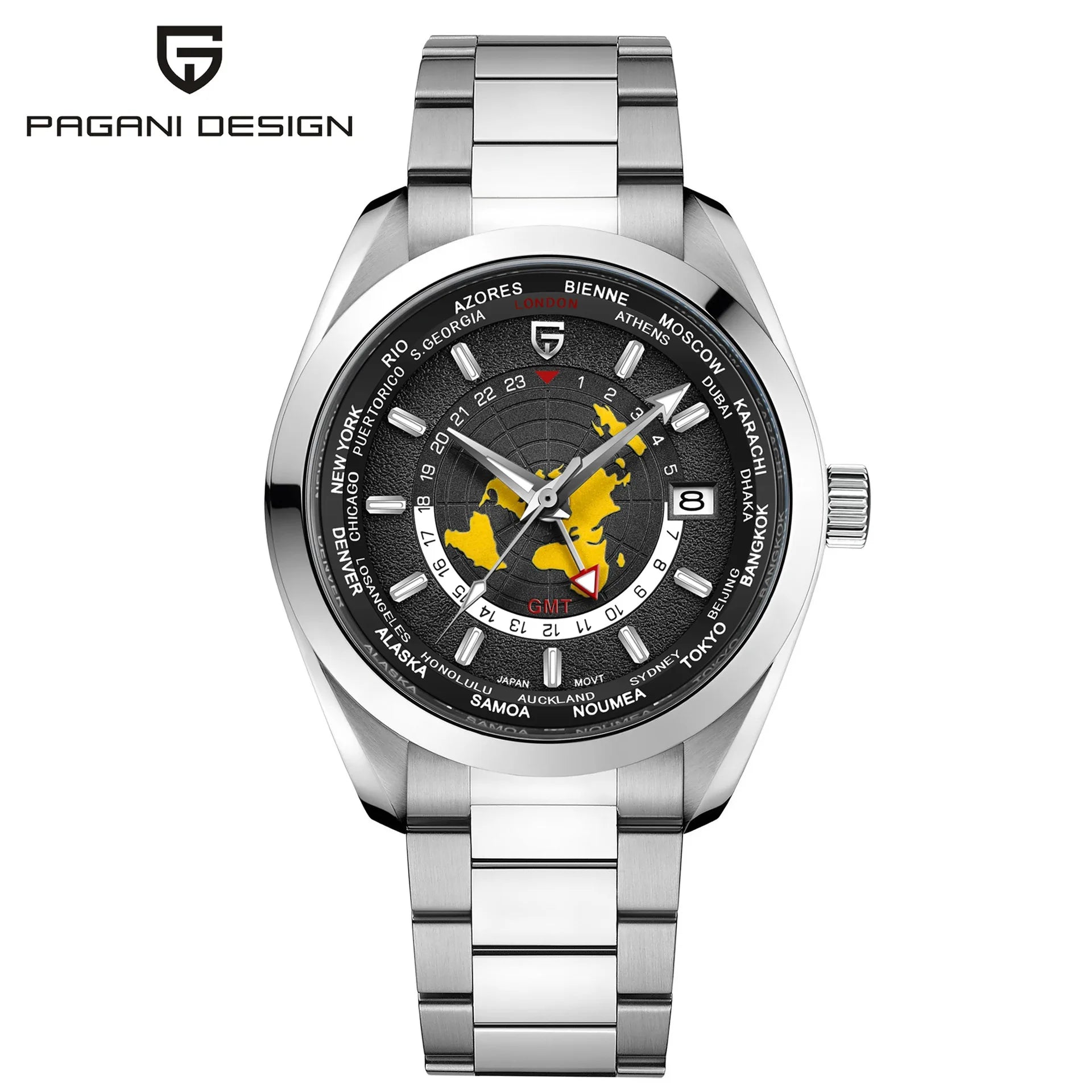PAGANI DESIGN PD-1788 New Men's Watch NH34 GMT Automatic Mechanical Men's Watch Waterproof Stainless Steel Watch