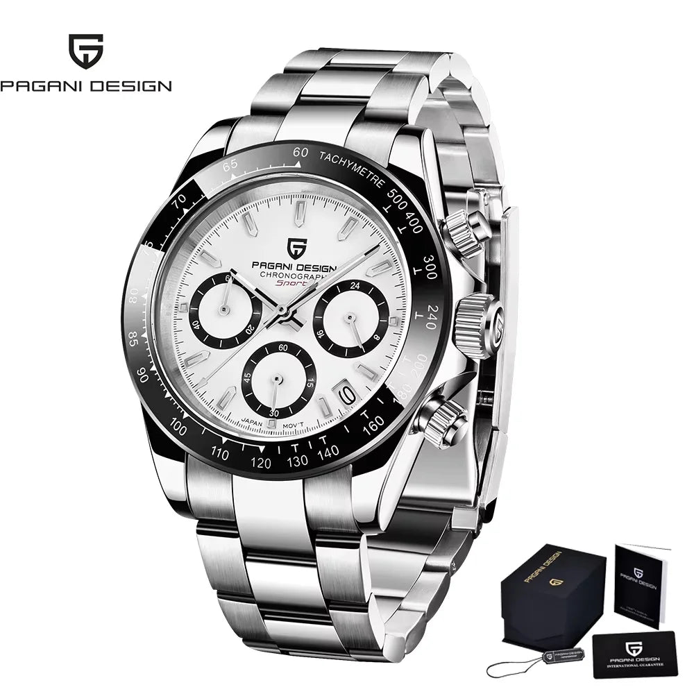 Original New PAGANI DESIGN PD-1664 Luxury Japan VK63 Movt Quartz Wristwatches Sapphire Waterproof Chronograph Gold Reloj Hombre