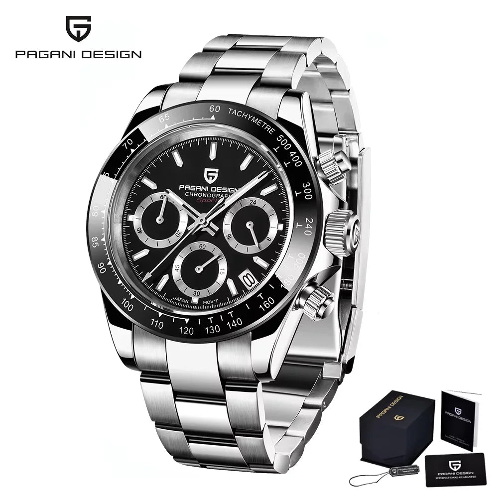 Original New PAGANI DESIGN PD-1664 Luxury Japan VK63 Movt Quartz Wristwatches Sapphire Waterproof Chronograph Gold Reloj Hombre