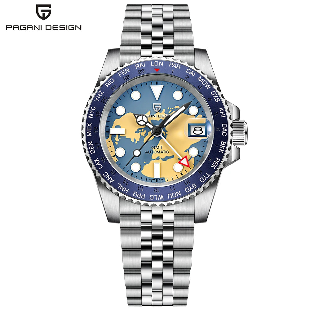 PAGANI DESIGN GMT NH34 Luxury Men Mechanical Wristwatch Ceramic Bezel Waterproof Automatic Watches Men's Business Reloj Hombre