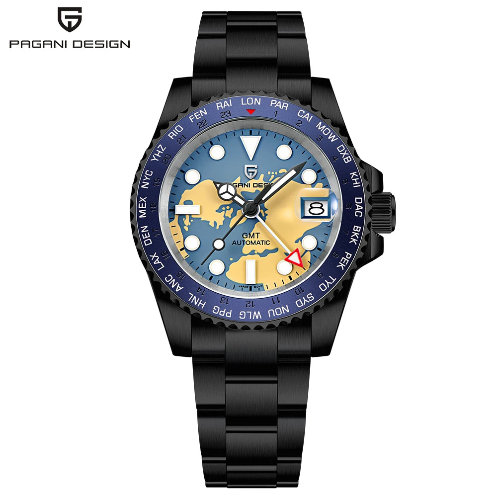 PAGANI DESIGN GMT NH34 Luxury Men Mechanical Wristwatch Ceramic Bezel Waterproof Automatic Watches Men's Business Reloj Hombre