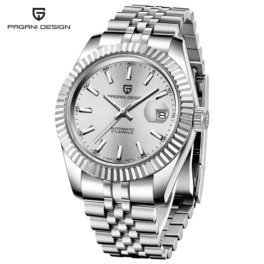 PAGANI DESIGN Watches Luxury Diamond Dial Mechanical Watch For Men Top NH35 Movt Sapphire Glass Stainless Steel Waterproof Watch